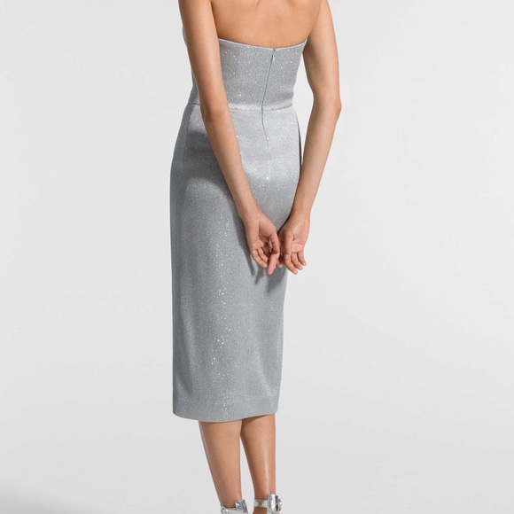 St. John Sequined Birdseye Halter Neck Dress - Picture 2 of 5